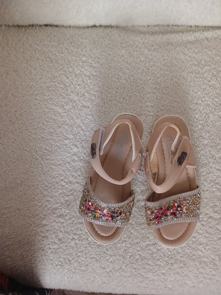 Pullu bej Bohem Kız Sandalet - Görsel 3