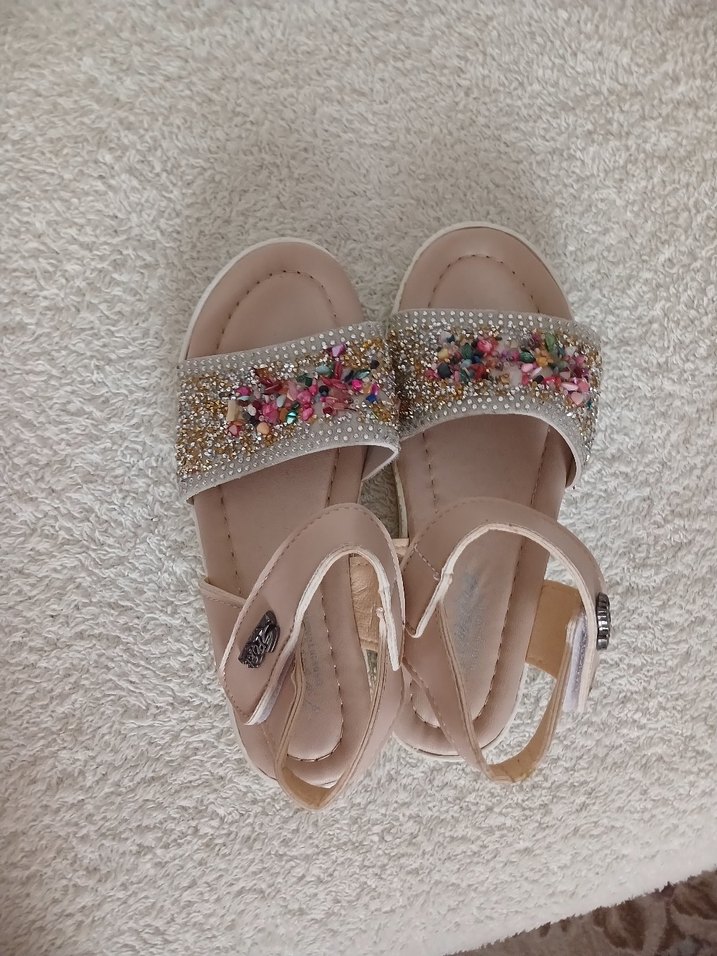 Pullu bej Bohem Kız Sandalet - Görsel 2