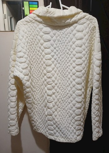 Beyaz Örgü Dokulu Midi  Ceket - Görsel 2