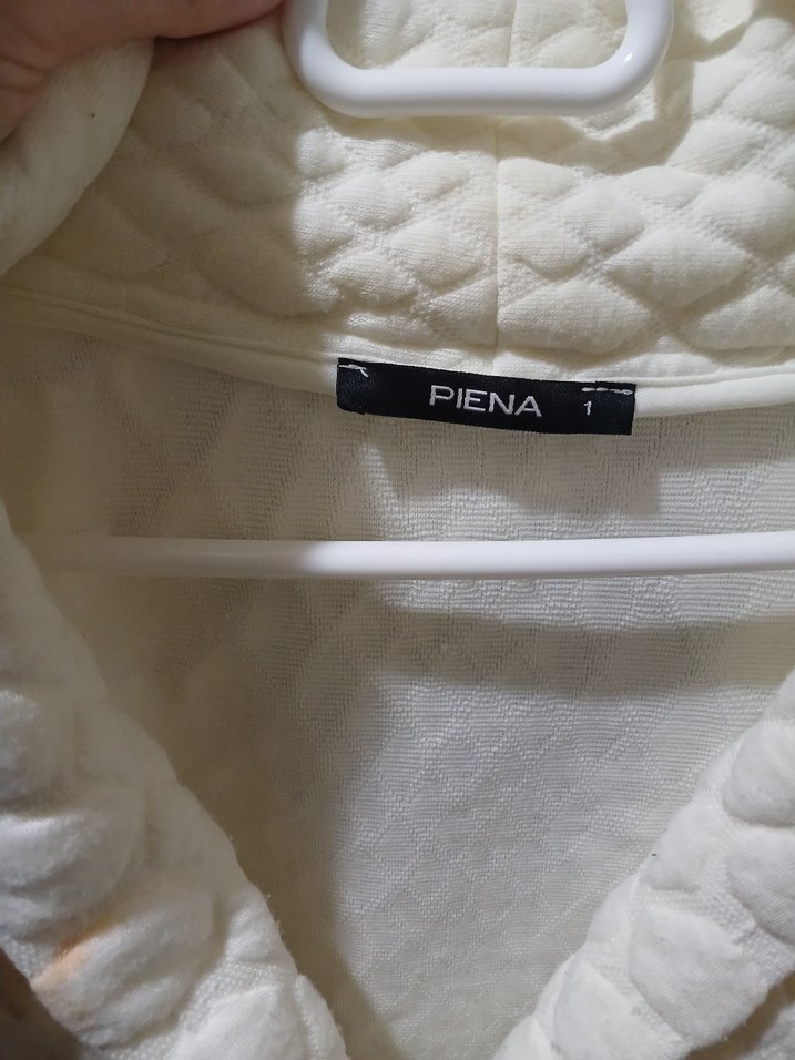 Beyaz Örgü Dokulu Midi  Ceket - Görsel 3