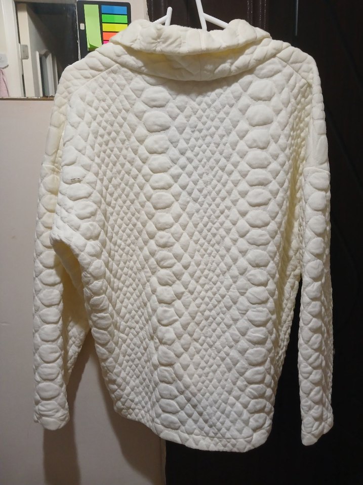 Beyaz Örgü Dokulu Midi  Ceket - Görsel 2