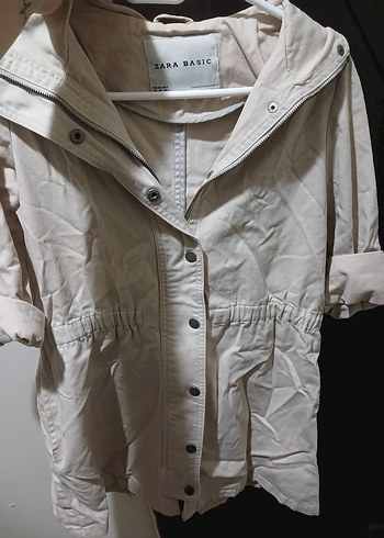 Bej Düğmeli Keten  Kadın Ceket - Görsel 4