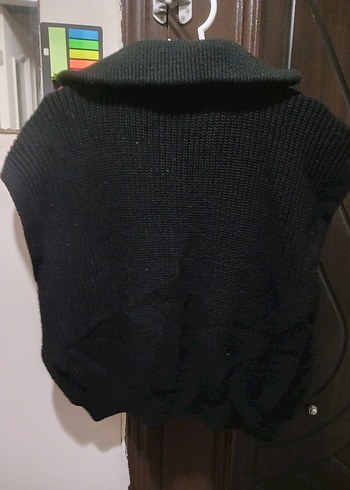 Siyah Yarım Fermuarlı Kolsuz Örgü Kazak - Görsel 4