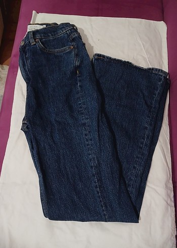 Kadın Mavi Bol Kesim Midi Kot Pantolon 26×32