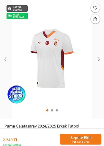 Galatasaray Beyaz Kısa Kollu Spor Forma - Görsel 4