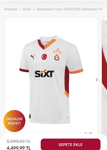 Galatasaray Beyaz Kısa Kollu Spor Forma - Görsel 5