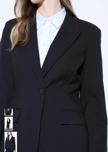 Siyah Kadın Ofis Blazeri, Normal Kesim - Görsel 2