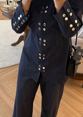 Kadın Denim Düğmeli Takım - Görsel 5