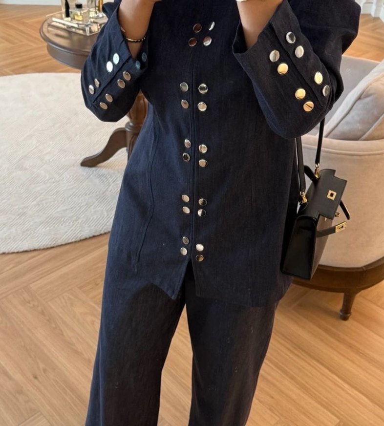 Kadın Denim Düğmeli Takım - Görsel 5