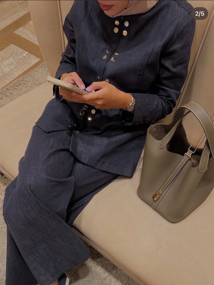 Kadın Denim Düğmeli Takım - Görsel 2