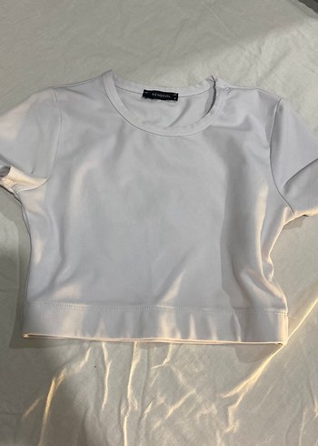 Beyaz Kısa Kollu Spor Crop Top
