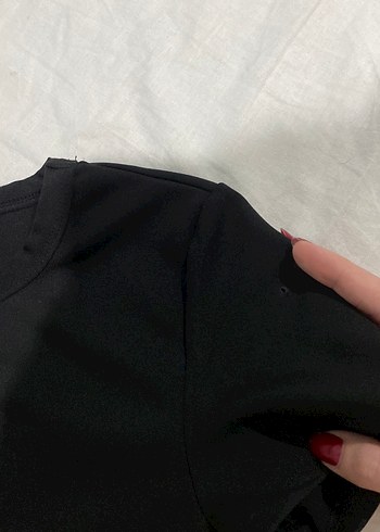 m Beden siyah Renk Siyah Kadın Crop Top Kısa Kollu