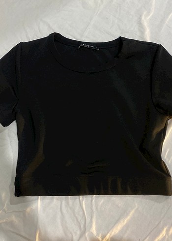Siyah Kadın Crop Top Kısa Kollu