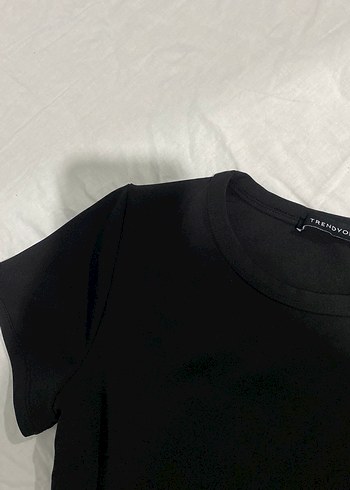 m Beden Siyah Kadın Crop Top Kısa Kollu