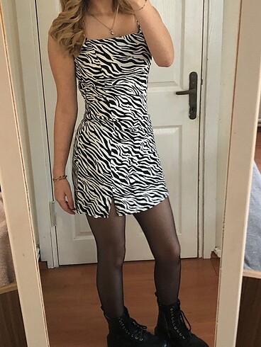 Defacto zebra elbise