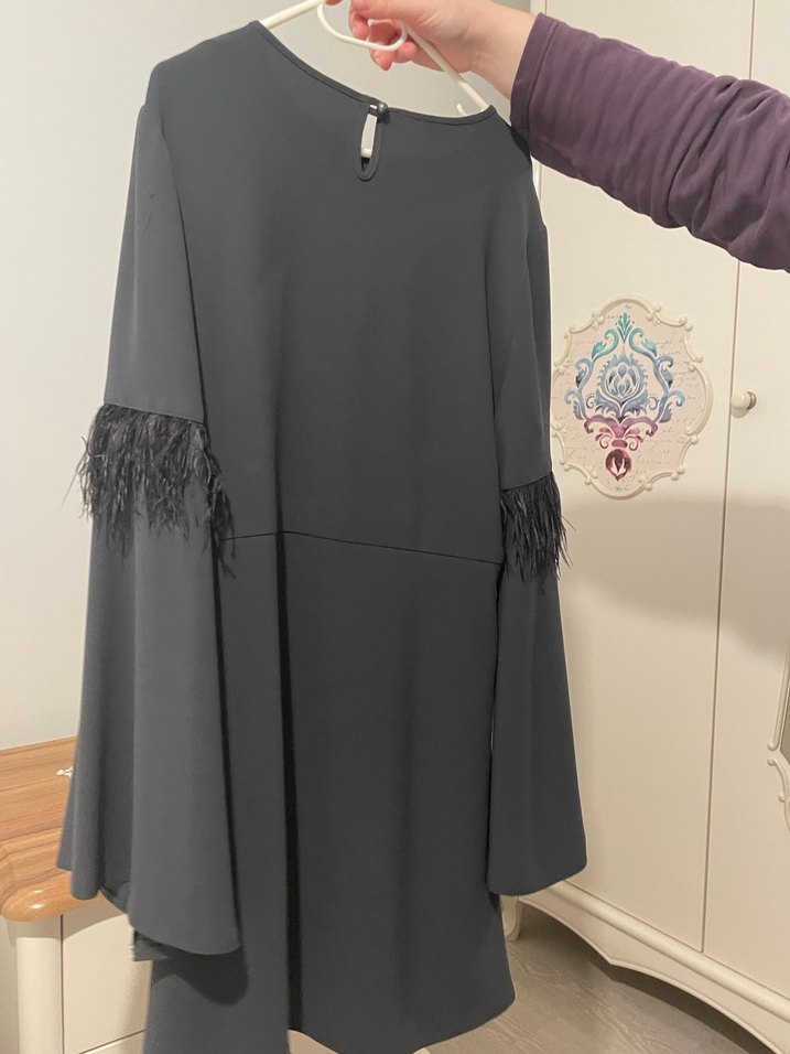 Gri Uzun Kollu Püsküllü Midi Tunik Accort - Görsel 2