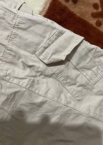 Düğmeli Bej Rahat Kesim Keten Pantolon - Görsel 3