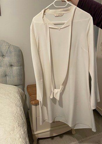 Mavi Uzun Kadın tunikİnci Detaylı - Görsel 4