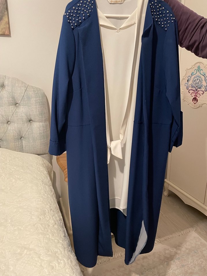 Mavi Uzun Kadın tunikİnci Detaylı - Görsel 2