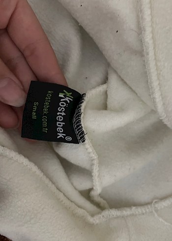 Beyaz V Yaka Fermuarlı Kadın Sweatshirt - Görsel 3