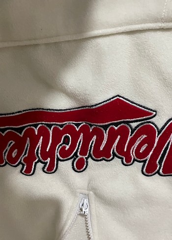 Beyaz V Yaka Fermuarlı Kadın Sweatshirt - Görsel 2