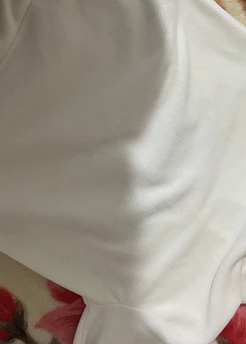 Beyaz V Yaka Fermuarlı Kadın Sweatshirt - Görsel 4