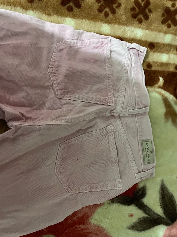 Pembe Midi Kadın Kot Pantolon cross jean - Görsel 4