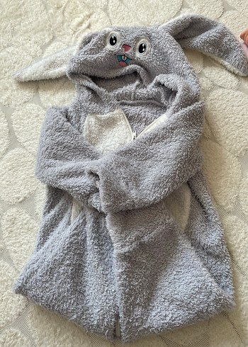 Gri Peluş Bebek Tulumu Kulaklı - Görsel 6