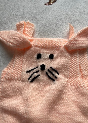 Pembe Örgü Bebek Kız Tulum - Görsel 5