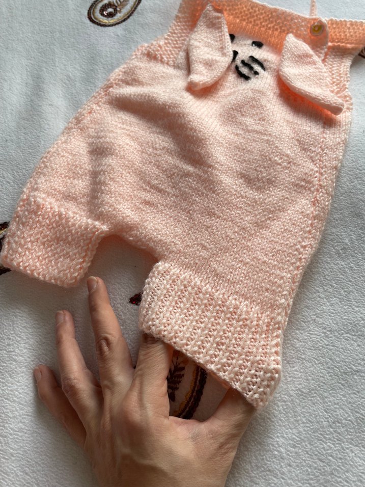 Pembe Örgü Bebek Kız Tulum - Görsel 3