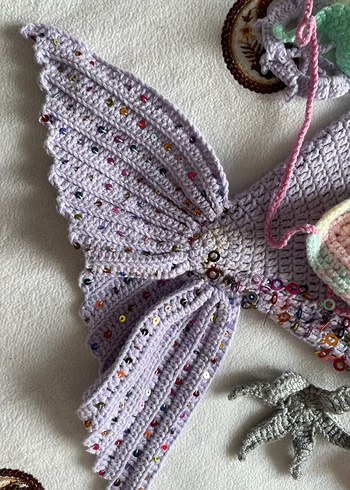 Gri Nakışlı Örgü Çocuk Bere ve Atkı - Görsel 3