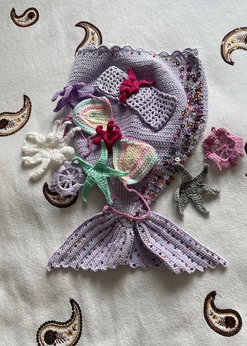 Gri Nakışlı Örgü Çocuk Bere ve Atkı - Görsel 2