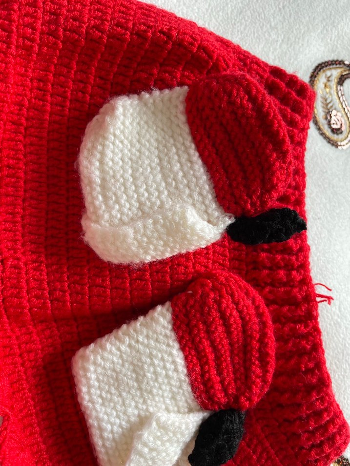 Nakışlı Örgü Kız Bebek Takımı - Görsel 2