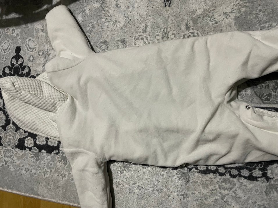 Kapüşonlu Beyaz Örgü Kız Bebek Tulumu - Görsel 5