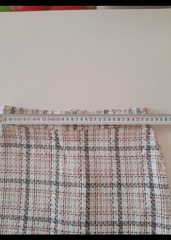 Düğmeli Kısa Kesim Ekose Desenli Kadın Blazer etek takım - Görsel 3