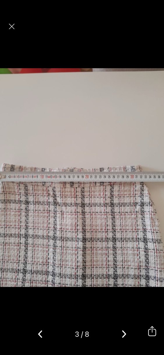 Düğmeli Kısa Kesim Ekose Desenli Kadın Blazer etek takım - Görsel 3