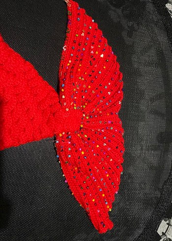 Kırmızı Nakışlı Örgü kız çocuk kostüm - Görsel 4