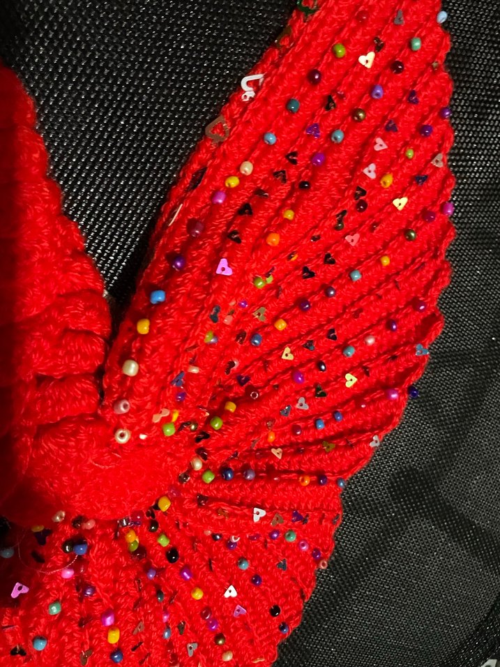 Kırmızı Nakışlı Örgü kız çocuk kostüm - Görsel 3