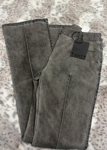 Twist Koyu Gri Yikamali Deri Jean