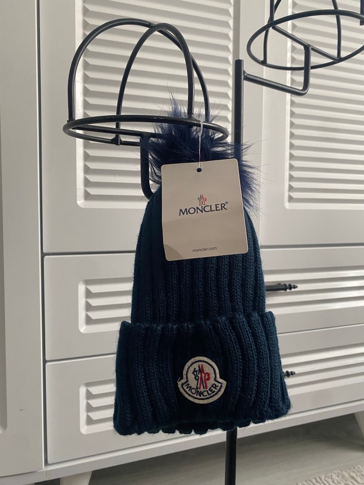 Moncler Kadın Lacivert Örgü Yün Bere - Görsel 2