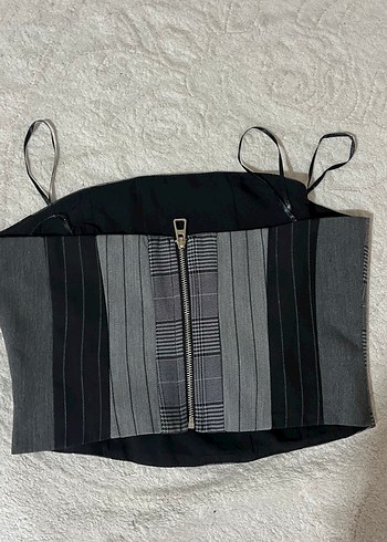 Kadın Siyah Strappy Midi Bustier - Görsel 2