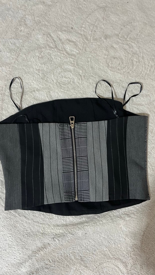 Kadın Siyah Strappy Midi Bustier - Görsel 2