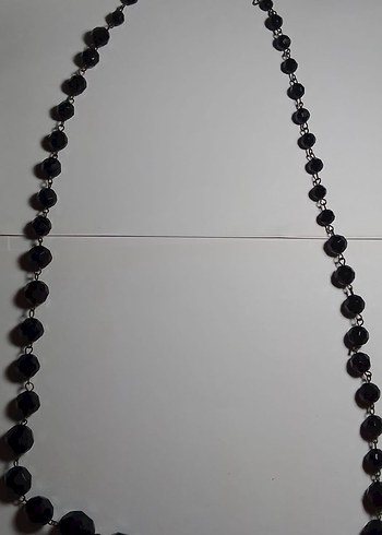 Uzun Siyah Boncuklu Gotik Kadın Kolye - Görsel 2