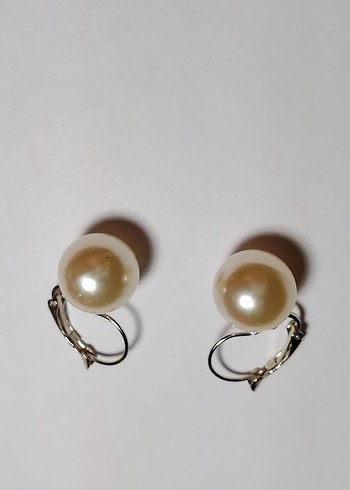 Bej Boncuklu Midi Küpe - Görsel 2