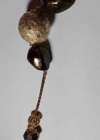 Uzun Kahverengi Boncuklu Bohem Kadın Kolye - Görsel 3