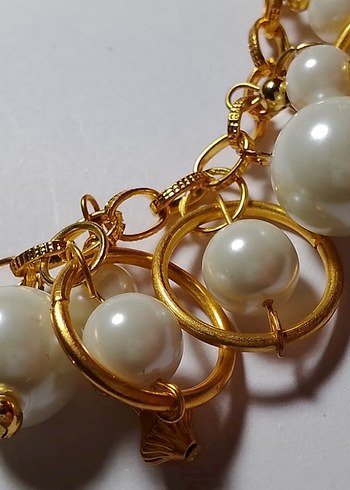 Zincir Detaylı Altın Rengi Kadın Bileklik - Görsel 2