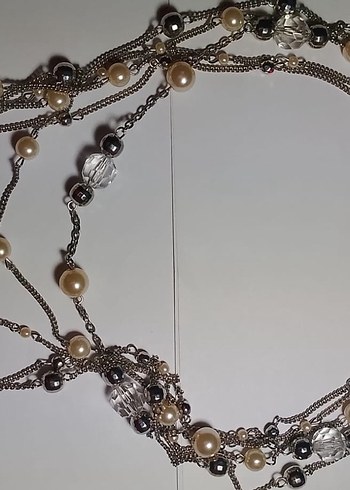 Bej Vintage Uzun Zincirli Kadın Kolye - Görsel 2