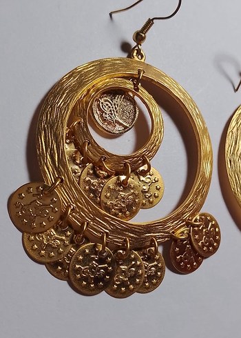 Uzun Altın Boncuklu Bohem Küpe - Görsel 2