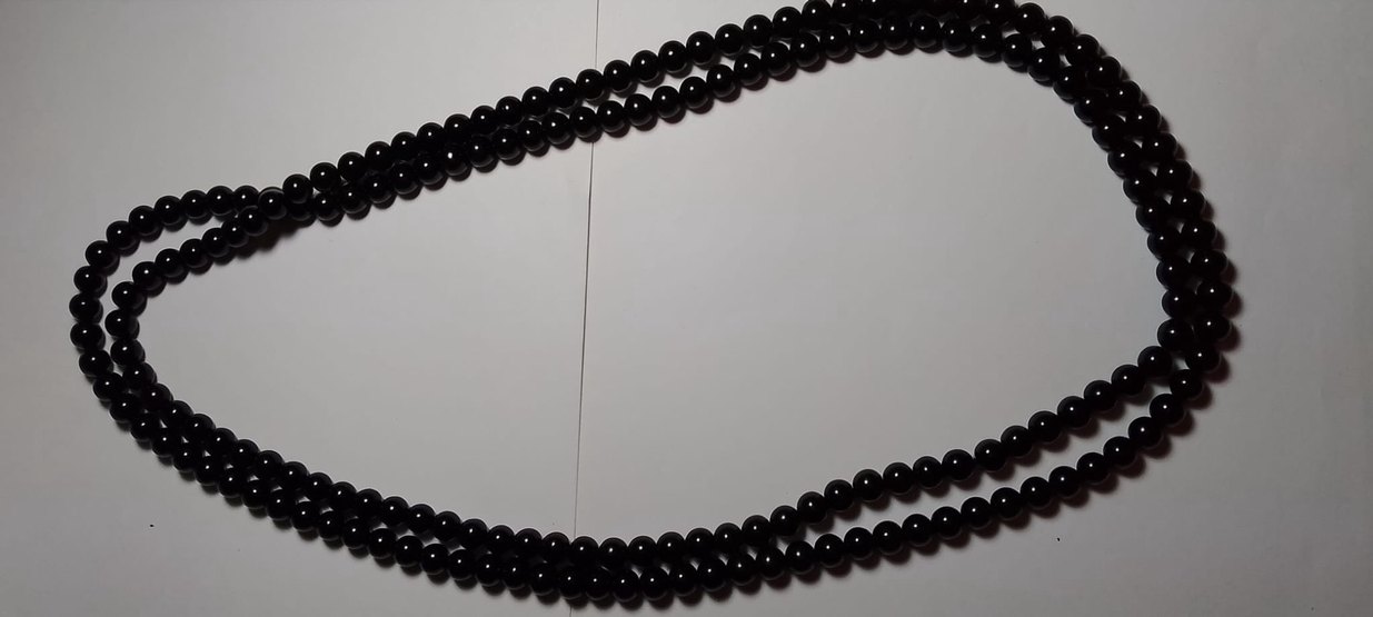 Uzun Siyah Boncuklu Gotik Kadın Kolye - Görsel 3