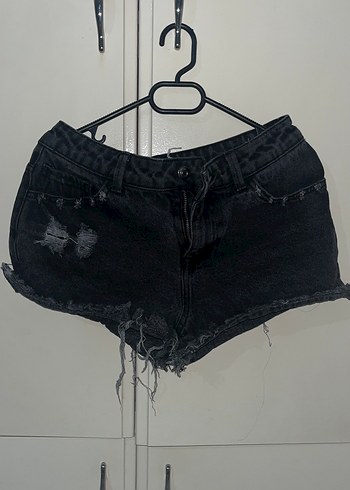 H&M Siyah Bol Kesim Mini Kot Şort